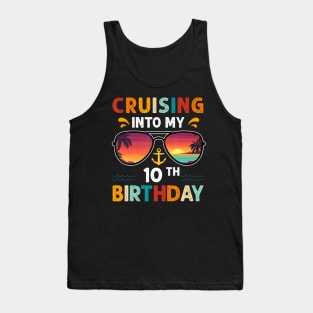 Cruising Into My 10th Birthday 10 Years Old Cruise Birthday Tank Top